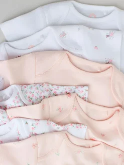 Online Next Pink 7 Pack Short Sleeve Baby Bodysuit