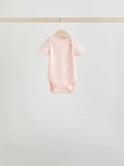 Online Next Pink 7 Pack Short Sleeve Baby Bodysuit