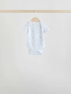 Online Next Pink 7 Pack Short Sleeve Baby Bodysuit