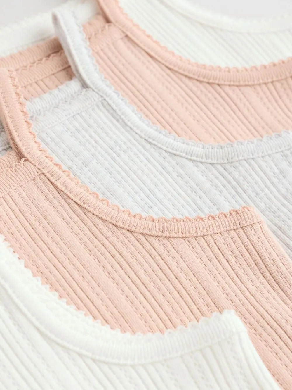 Online Next 5 Pack Vest Pointelle Baby Bodysuits Pink