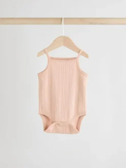 Online Next 5 Pack Vest Pointelle Baby Bodysuits Pink