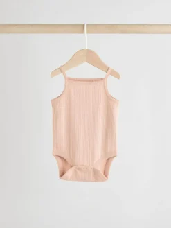 Online Next 5 Pack Vest Pointelle Baby Bodysuits Pink
