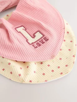 Outlet Next Pink 4 Piece Baby Beanies And Dibble Bibs Set (0-18mths)