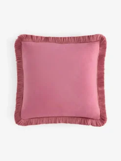 Next Pink 50 x 50cm Chunky Fringe Velvet Chenille Cushion