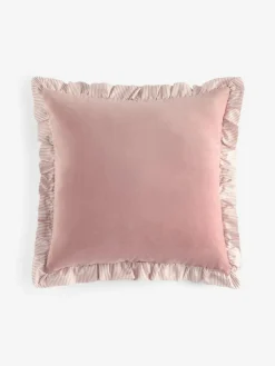 Discount Next 43 x 43cm Ruffle Trim Velvet Cushion Pink