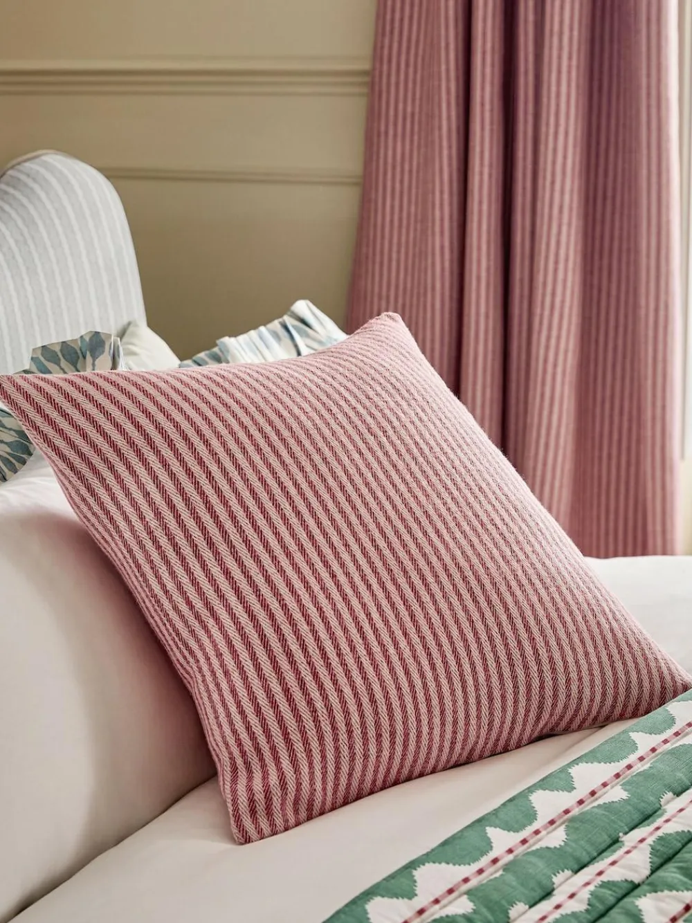 Next Pink 50 x 50cm Woven Stripe Cushion