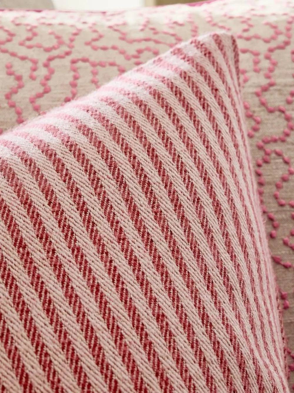 Next Pink 50 x 50cm Woven Stripe Cushion
