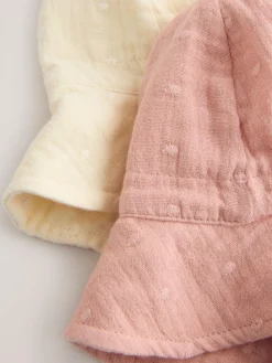 Next Pink and Beige Woven Baby Bucket Hats 2 Pack (0mths-2yrs)^ Hats