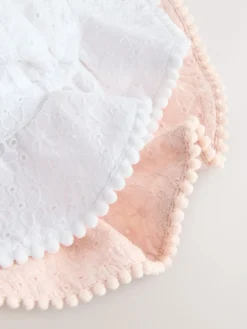 Next Pink and White Broderie 2pk Baby Bucket Hat (0mths-2yrs)^ Hats & Scratch Mitts|Newborn Accessories