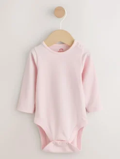 Next Pink Baby Dungarees and Long Sleeve Bodysuits Set 2 Piece (0mths-3yrs)^ Rompers & Overalls|Sets & Coords
