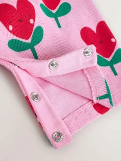 Next Pink Baby Dungarees and Long Sleeve Bodysuits Set 2 Piece (0mths-3yrs)^ Rompers & Overalls|Sets & Coords