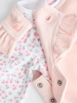 Next Pink Baby Dungarees and Longsleeve Bodysuit Set (0mths-2yrs)^ Rompers & Overalls