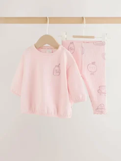 New Next Baby Sweatshirt and Leggings 2 Piece Set (0mths-2yrs) Pink