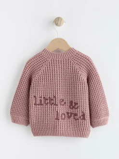 Next Pink Back Slogan Embroidered Baby Knitted Cardigan (0mths-2yrs)^ Baby Winter Clothing|Cosy Club
