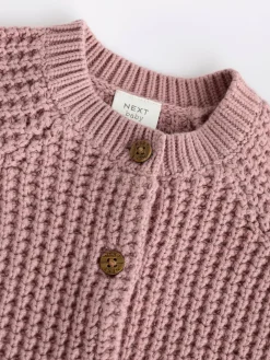 Next Pink Back Slogan Embroidered Baby Knitted Cardigan (0mths-2yrs)^ Baby Winter Clothing|Cosy Club