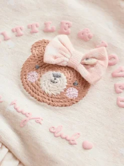 Next Pink Bear Embroidered Jersey Baby Rompers 3 Pack^ Sets & Coords|Rompers & Overalls