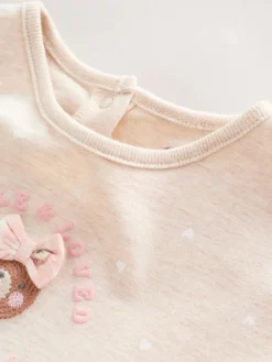 Next Pink Bear Embroidered Jersey Baby Rompers 3 Pack^ Sets & Coords|Rompers & Overalls