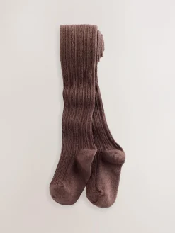 Next Regular Length Cotton Rich Cable Tights 3 Pack^ Baby Girls|Baby Girls