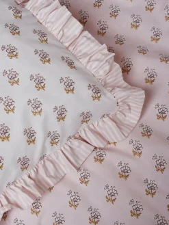 New Next Pink Block Floral Printed Polycotton Duvet Cover and Pillowcase Bedding