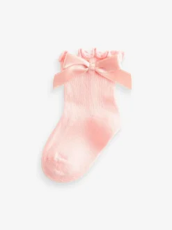 Outlet Next Bow Baby Socks 5 Pack (0mths-2yrs) Pink