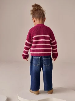 Outlet Next Pink Bow Stripe V-Neck Cardigan (3mths-7yrs)