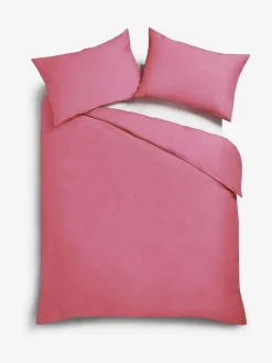 Next Pink Bright Cotton Rich Plain Duvet Cover and Pillowcase Set^ Bedsets & Duvet Covers