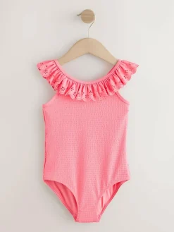 Next Pink Broderie Frill Swimsuit (3-16yrs)^ Swimwear