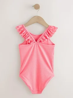 Next Pink Broderie Frill Swimsuit (3-16yrs)^ Swimwear