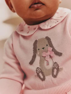 Discount Next Pink Bunny Baby Knitted Twofer Dress (0mths-2yrs)