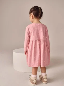 Next Pink Bunny Long Sleeve Embellished Dress (3mths-7yrs)
