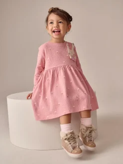Next Pink Bunny Long Sleeve Embellished Dress (3mths-7yrs)