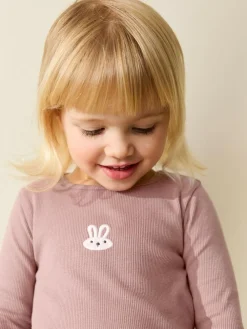 Next Long sleeve Embroidered Ribbed Top (3mths-7yrs)^ Tops|Tops