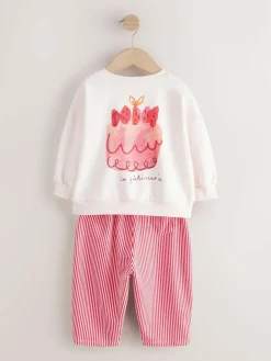 Next Pink Cake Sweatshirt and Barrel Leg Joggers Set (3mths-7yrs)^ Sweatshirts & Hoodies|Sweatshirts & Hoodies