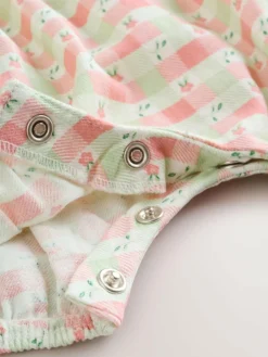 Next Pink Check Baby Dungarees and Bodysuits Set 2 Piece (0mths-2yrs)^ Rompers & Overalls