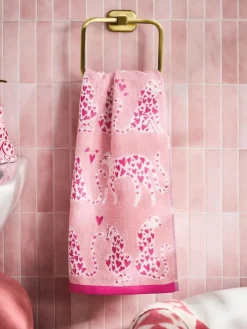 Next Pink Cheetah Valentines 100% Cotton Towel^ Towels & Bathmats