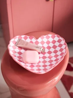 Next Pink Chequerboard Heart Storage Tray^ Bathroom Accessories