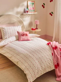 Next Pink Cherry Bow Duvet Cover and Pillowcase Set