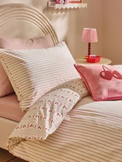 Next Pink Cherry Bow Duvet Cover and Pillowcase Set