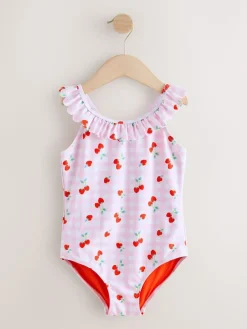 Hot Next Frill Swimsuit (3-16yrs) Pink Cherry Gingham