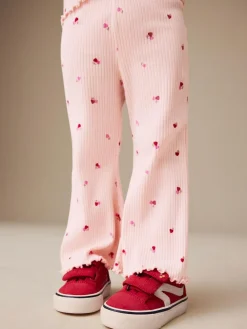 Best Next Pink Cherry Hearts Rib Flare Leggings (3mths-7yrs)
