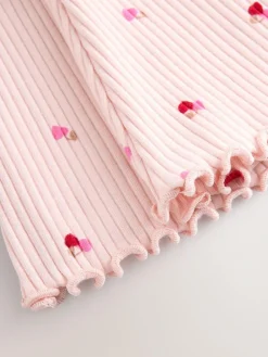 Best Next Pink Cherry Hearts Rib Flare Leggings (3mths-7yrs)