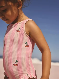Best Next Frill Leg Swimsuit (3mths-7yrs) Pink Cherry Stripe