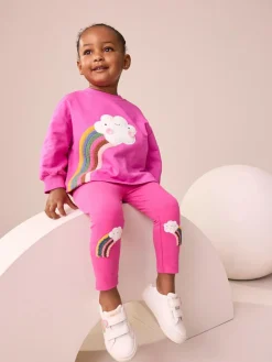 Outlet Next Pink Cloud Rainbow Knee Embellsihed Leggings (3mths-7yrs)