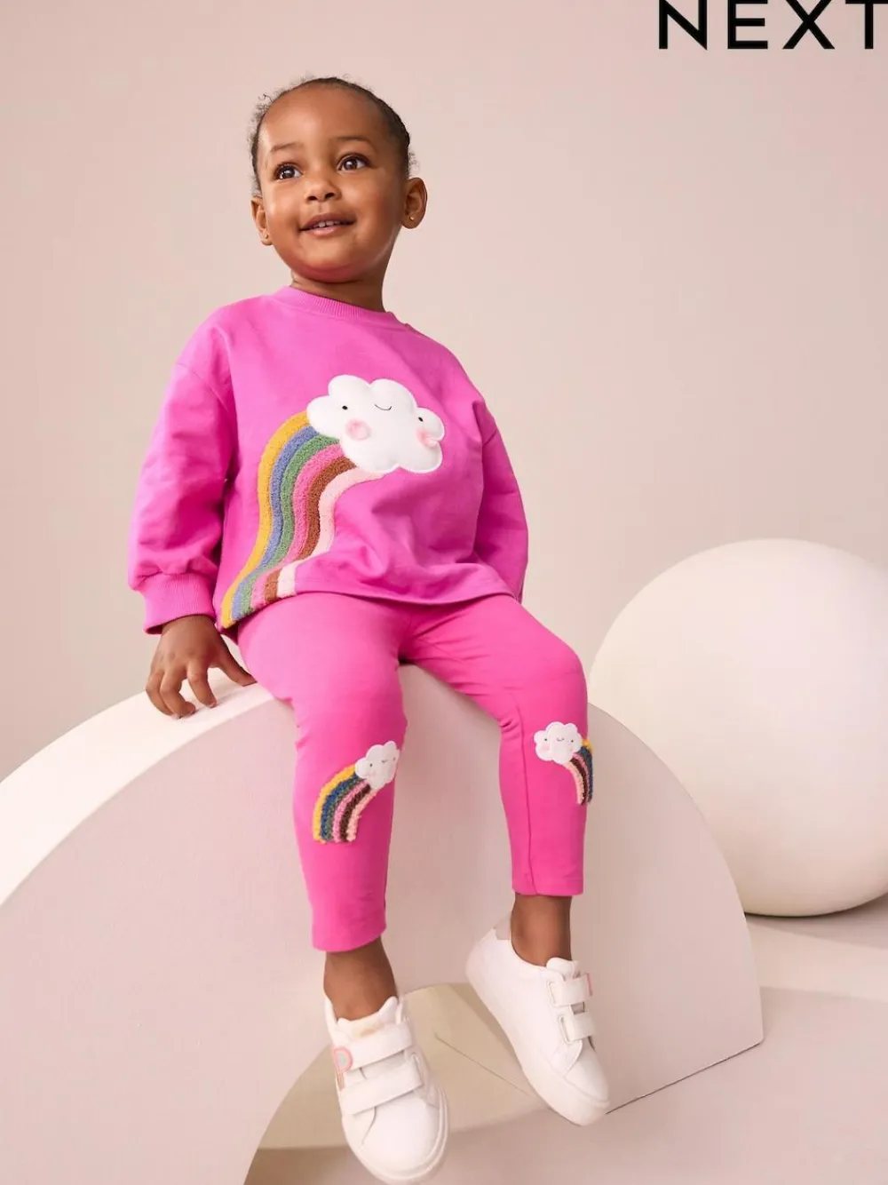 Outlet Next Pink Cloud Rainbow Knee Embellsihed Leggings (3mths-7yrs)