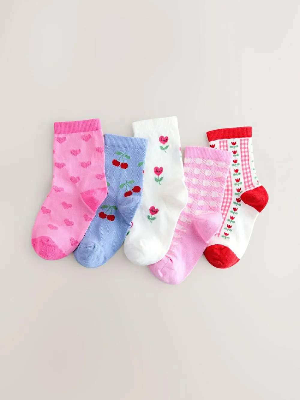 Hot Next Pink Cotton Rich Cherry Ankle Socks 5 Pack