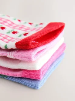 Hot Next Pink Cotton Rich Cherry Ankle Socks 5 Pack