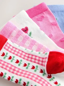 Hot Next Pink Cotton Rich Cherry Ankle Socks 5 Pack