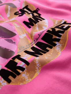 New Next Cotton Rich Fruit Art Graphic Longsleeve Crewneck Sweatshirt Pink