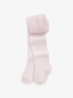 Clearance Next Cotton Rich Textured Heart Tights Pink