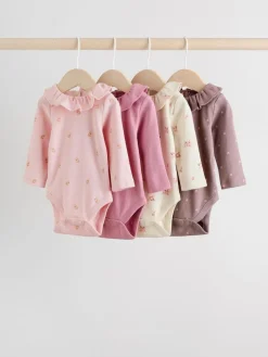 Next Baby Long Sleeve Frill Bodysuits 4 Pack (0mths-2yrs)^ Multipacks|Bodysuits & Vests